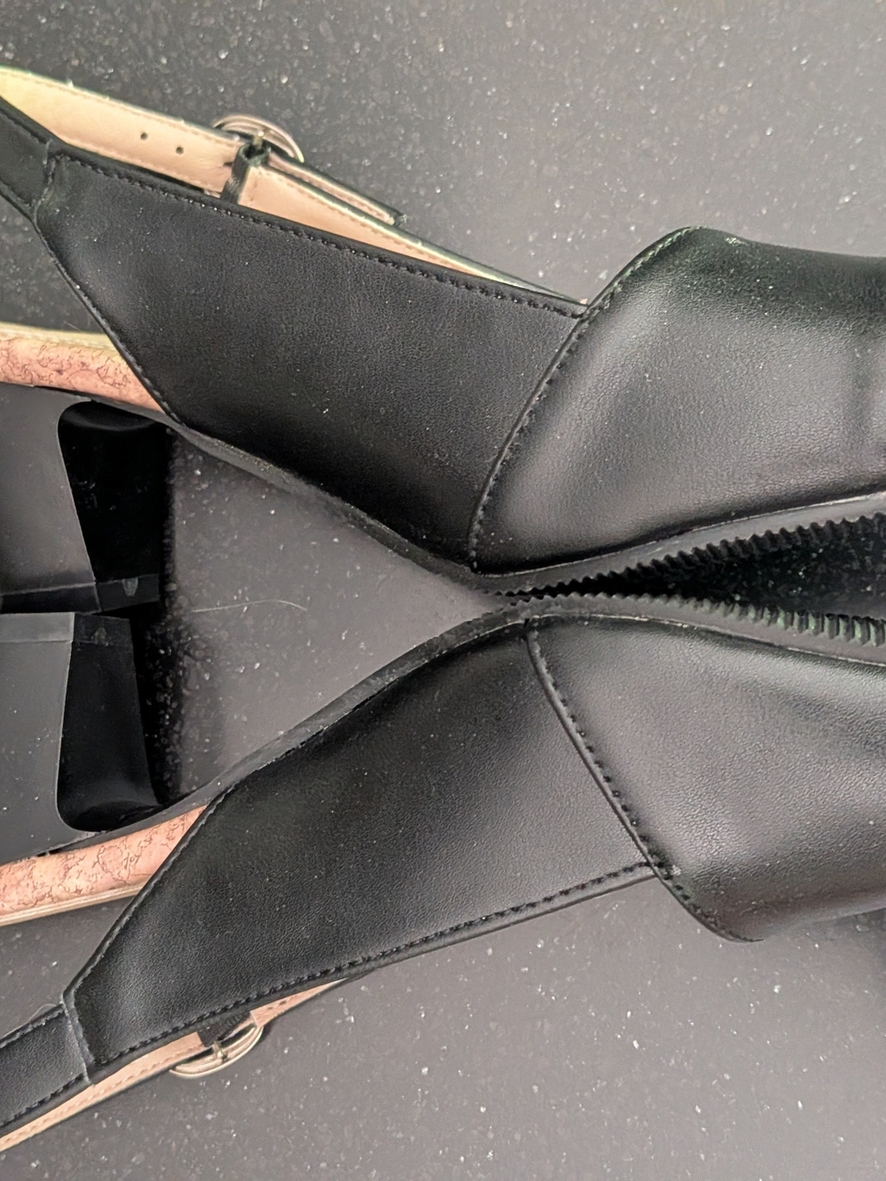 Black Slingback Cork Block Heel Sandals Open Toe Size 38 US 7.5 - Picture 4 of 8